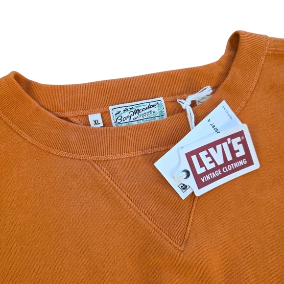 Bay Meadows By Levi Strauss Cotton Crewneck Sweatshirt Orange Men's XL NWT